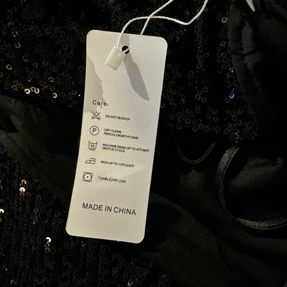 Black Sequin elegant cocktail midi dress Halter Neck - size S - Picture 5 of 5